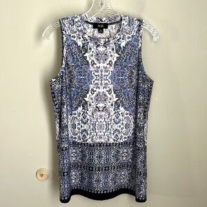 AGB Blue and White Patterned Tank Top